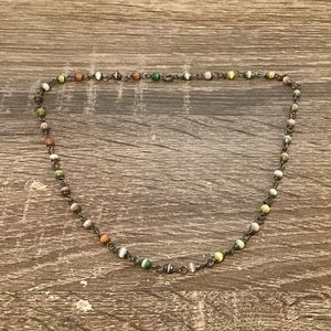 Vintage Sterling Silver & Multicolor Glass Cats Eye Beaded Chain Necklace 17" L